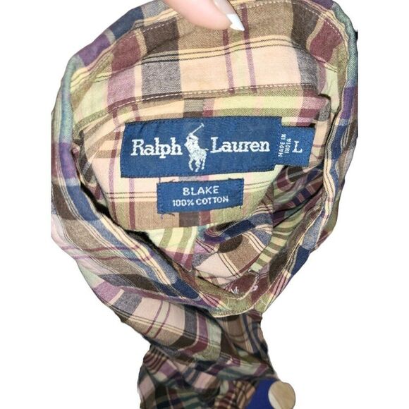 Ralph Lauren Blake Button‎ Up Shirt Men Sz L Plaid Long Sleeve Classic - Picture 6 of 6